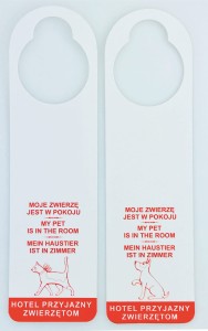 Zawieszka ZWIERZĘ W POKOJU - informator LAMINOWANY 50 szt.